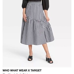 Who What Wear x Target Gingham Ruffle Midi Skirt. Size Large. New/never worn.